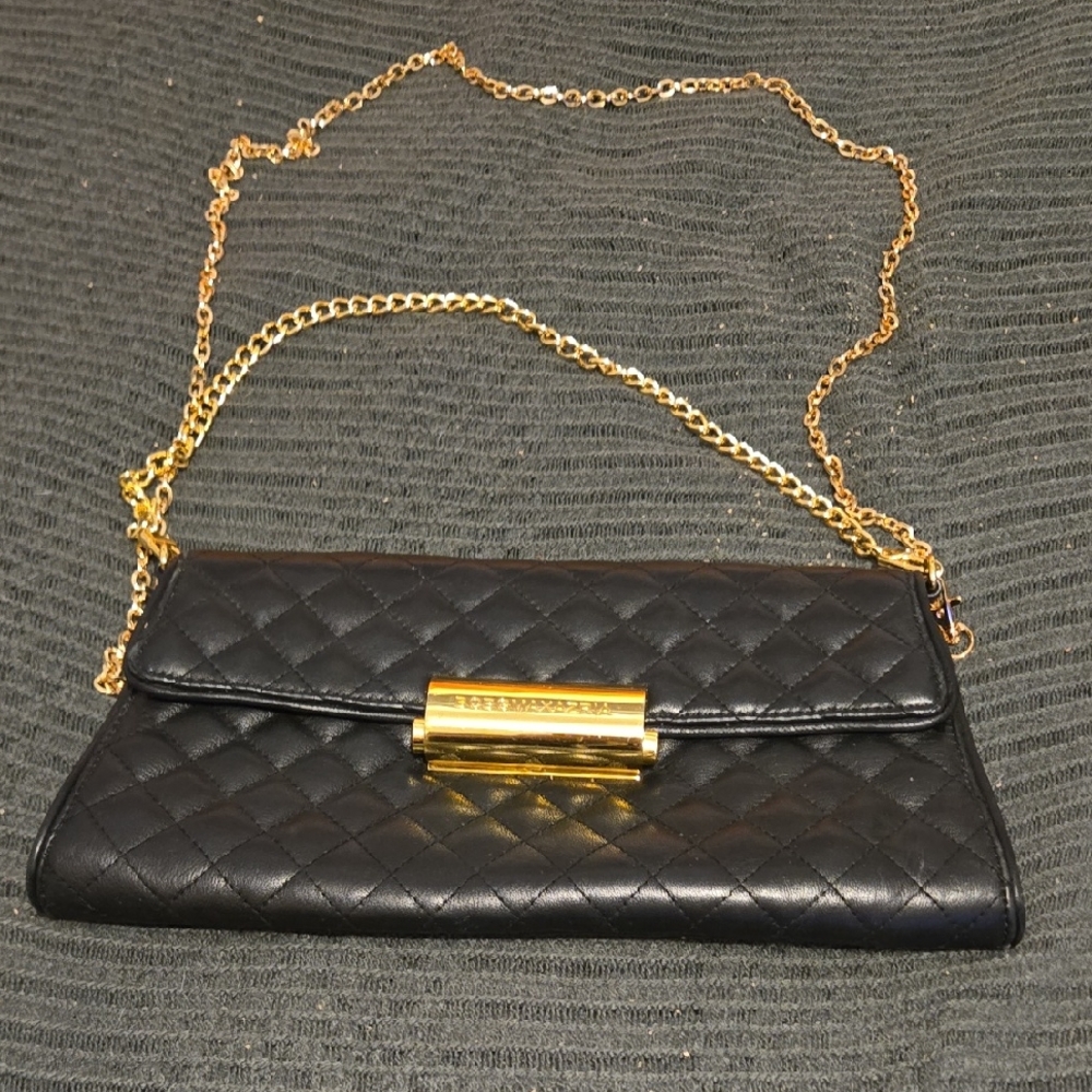 BCBG Quilted Black‎ Leather Crossbody Hand Bag